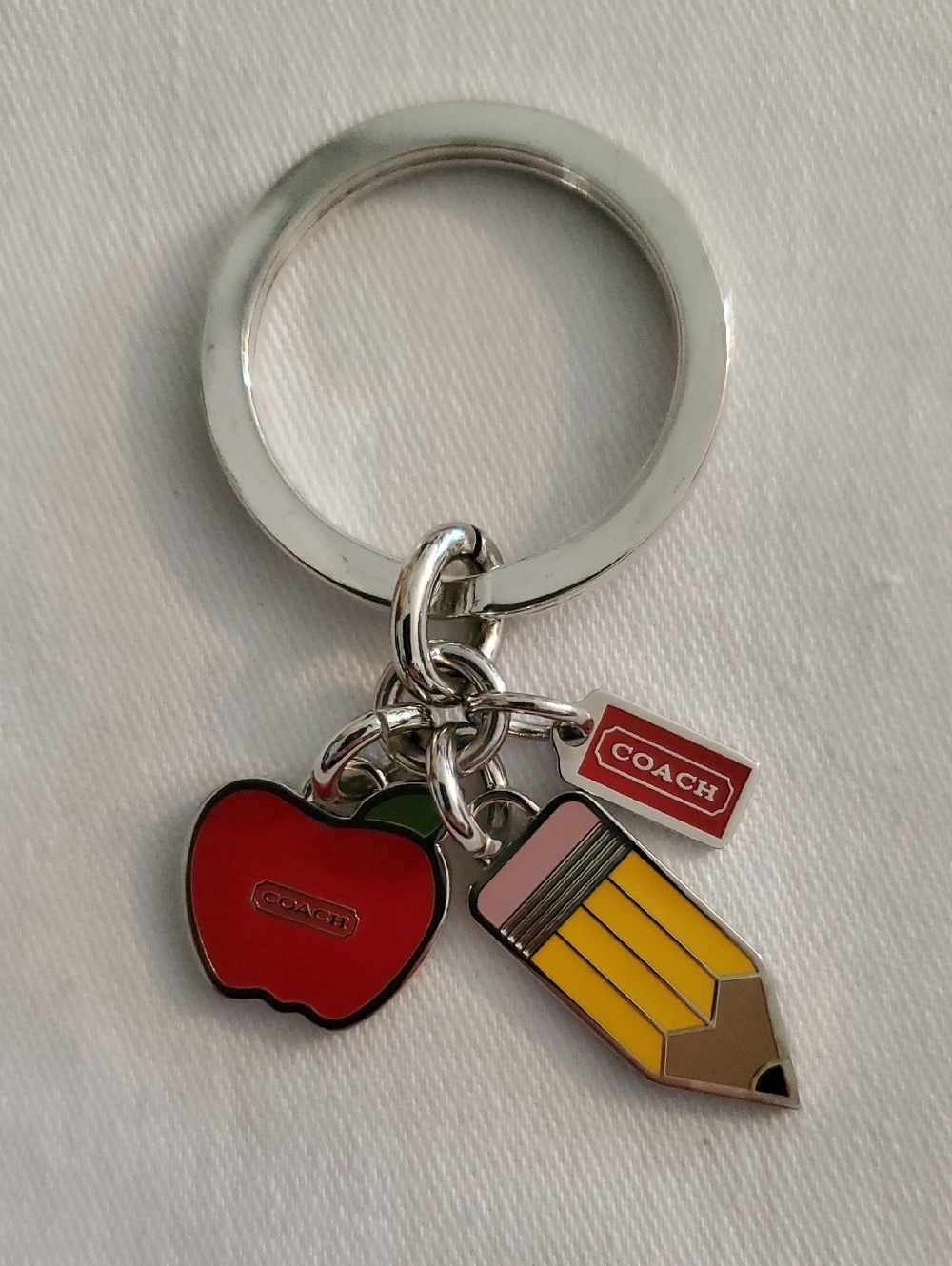 Coach Red Apple & Yellow Pencil Charm Keyring
